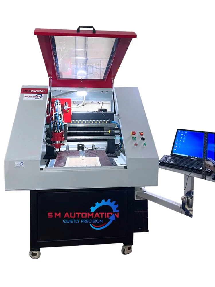 Automatic tool change PCB Drilling Machine - Industrial Machine Side Profile & Frame